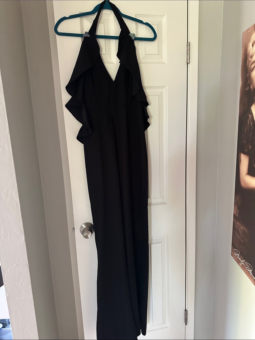 & Other Stories Black Wide-Leg Jumpsuit with Ruffle Halter